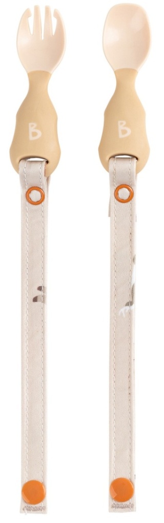 BiBADO Łyżeczka i widelec z możliwością doczepienia do śliniaka Fawn