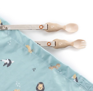 BiBADO Łyżeczka i widelec z możliwością doczepienia do śliniaka Fawn