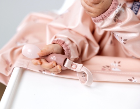 BiBADO Łyżeczka i widelec z możliwością doczepienia do śliniaka Blush