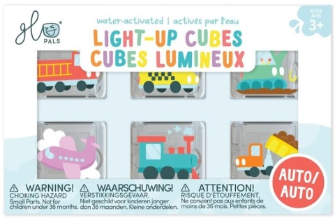 Glo Pals, Kostki sensoryczne świecące w wodzie 6 sztuk - Pojazdy