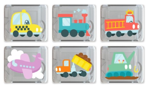 Glo Pals, Kostki sensoryczne świecące w wodzie 6 sztuk - Pojazdy