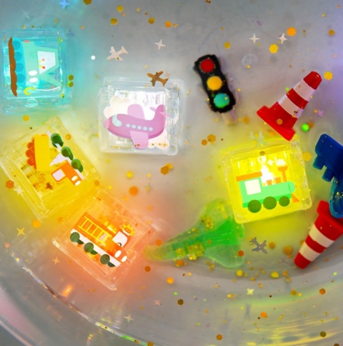 Glo Pals, Kostki sensoryczne świecące w wodzie 6 sztuk - Pojazdy