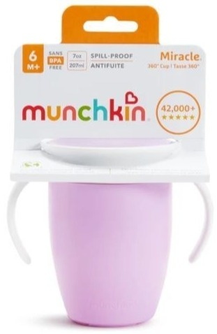 Munchkin Miracle 360° kubek treningowy z uchwytami, fioletowy, 207 ml