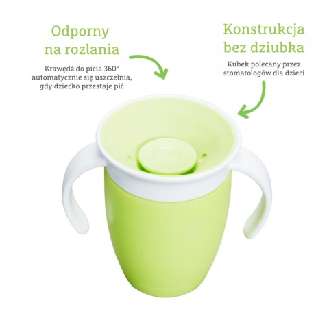 Munchkin Miracle 360° kubek treningowy z uchwytami, zielony, 207 ml