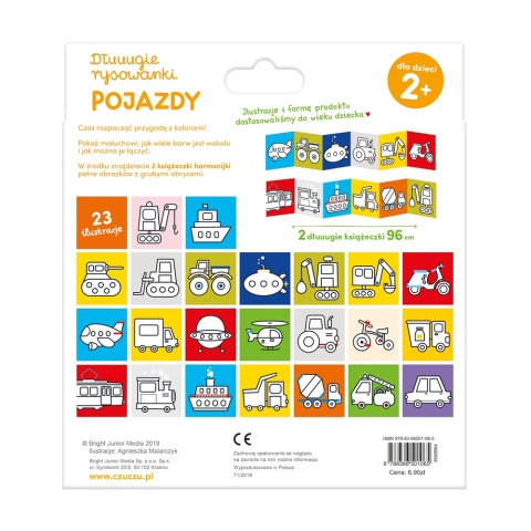 Długie rysowanki 2+ Koloruję. Pojazdy