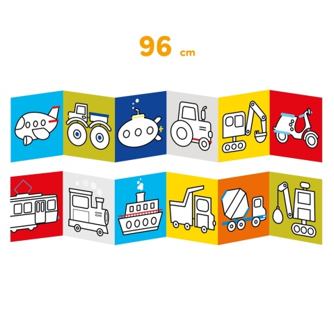 Długie rysowanki 2+ Koloruję. Pojazdy