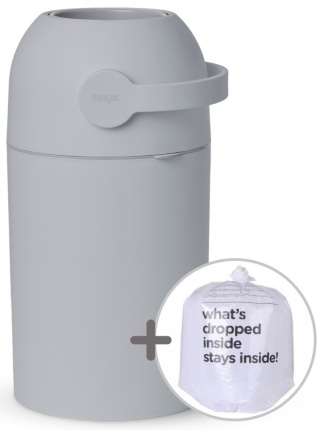 Magic Majestic Kosz na zużyte pieluchy - jasny szary (na 25 pieluch) + worki