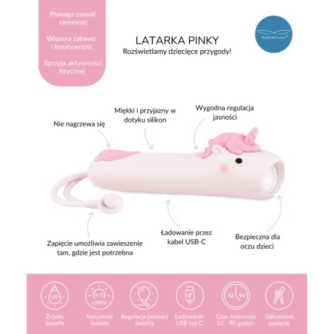 Rabbit & Friends Latarka Jednorożec PINKY