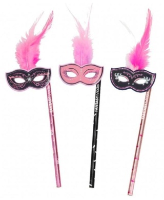 TOP MODEL Ołówek z maską i piórkami