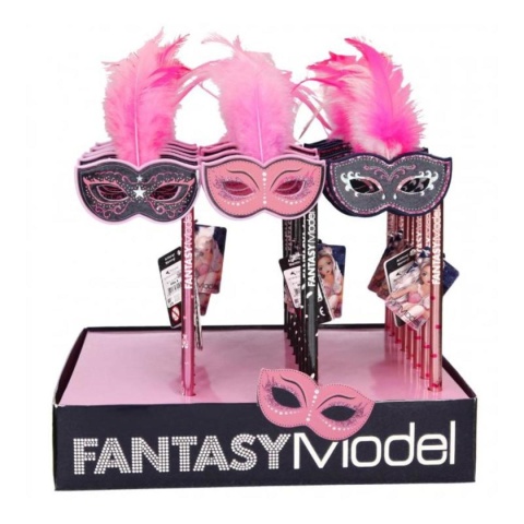 TOP MODEL Ołówek z maską i piórkami