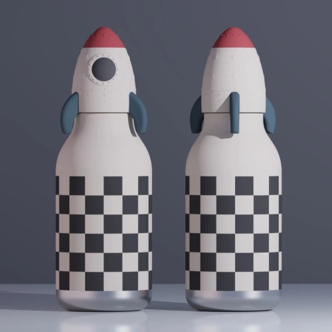 Bestie Asobu Butelka termiczna ze słomką – Rakieta 460 ml