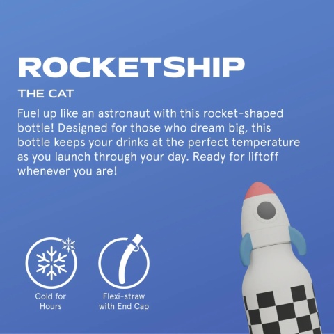 Bestie Asobu Butelka termiczna ze słomką – Rakieta 460 ml