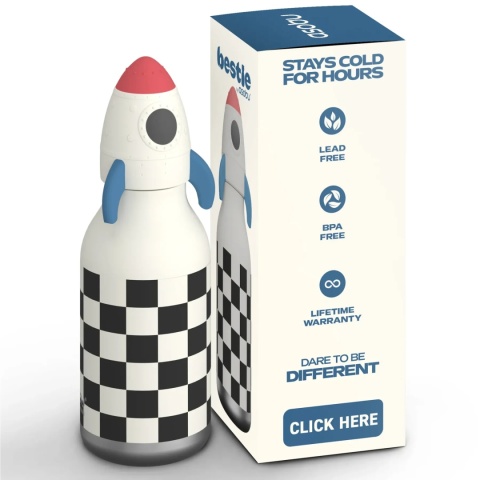 Bestie Asobu Butelka termiczna ze słomką – Rakieta 460 ml