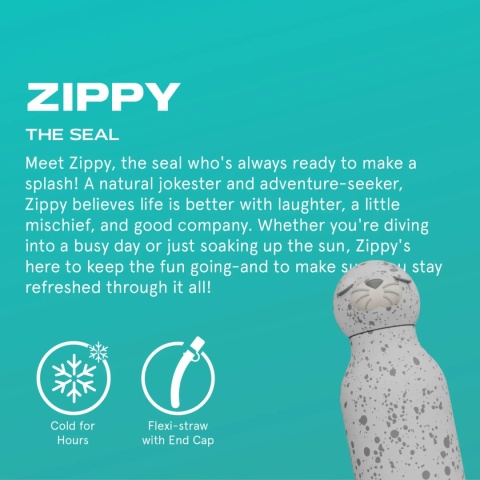 Bestie Asobu Butelka termiczna ze słomką – Foka 460 ml