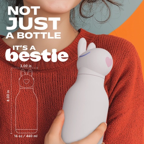 Bestie Asobu Butelka termiczna ze słomką – Królik 460 ml