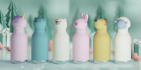 Bestie Asobu Butelka termiczna ze słomką – Owca biała 460 ml