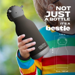 Bestie Asobu Butelka termiczna ze słomką – Owca czarna 460 ml