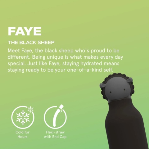 Bestie Asobu Butelka termiczna ze słomką – Owca czarna 460 ml