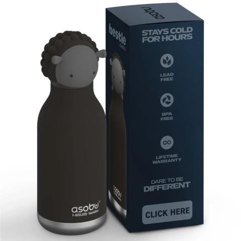 Bestie Asobu Butelka termiczna ze słomką – Owca czarna 460 ml