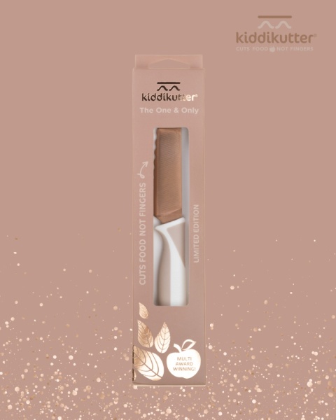 KiddiKutter, Bezpieczny nóż do nauki krojenia dla dzieci, ROSE GOLD limited, lekki