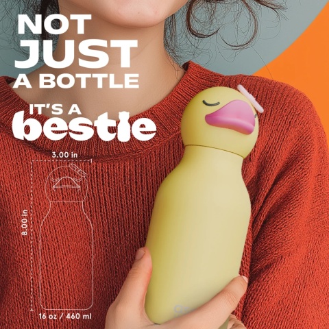 Bestie Asobu Butelka termiczna ze słomką – Kaczuszka 460 ml