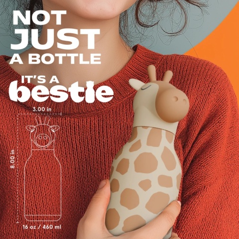 Bestie Asobu Butelka termiczna ze słomką – Żyrafa 460 ml