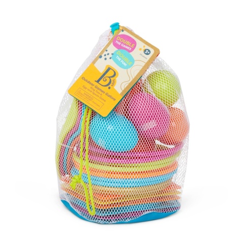 B.Toys Outdoor Games Galore – RingToss&Egg-and-Spoon Game – zestaw do 2 gier – OBRĘCZE i JAJKA