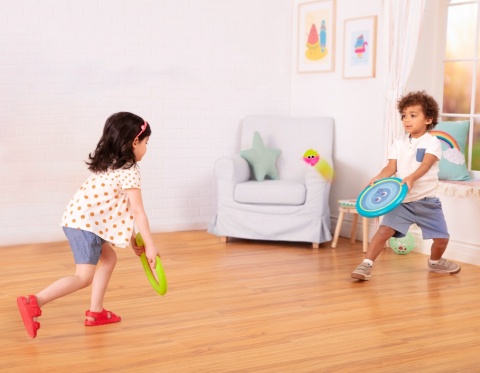 B.Toys Poppin’ Paddles – gra zręcznościowa – SPRĘŻYSTE DYSKI z kudłatymi piłeczkami
