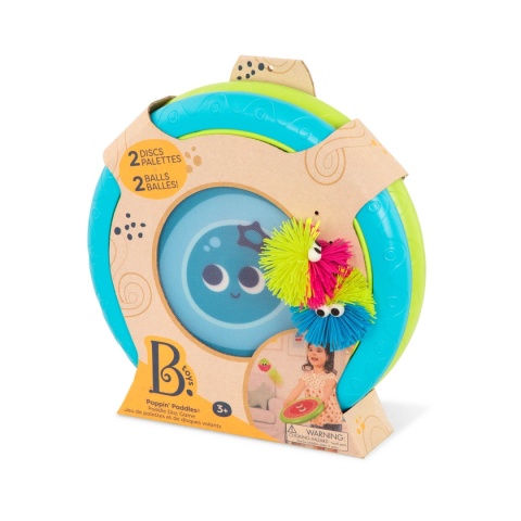 B.Toys Poppin’ Paddles – gra zręcznościowa – SPRĘŻYSTE DYSKI z kudłatymi piłeczkami