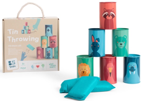 BS Toys, Gra, Zbijanie puszek woreczkami, Zwierzęta, 3+