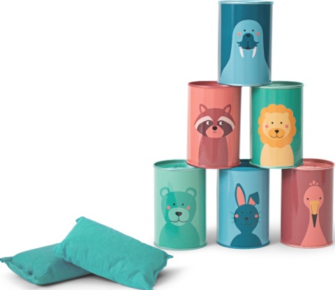 BS Toys, Gra, Zbijanie puszek woreczkami, Zwierzęta, 3+