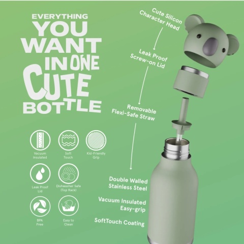 Bestie AsobuButelka termiczna ze słomką – Koala 460 ml