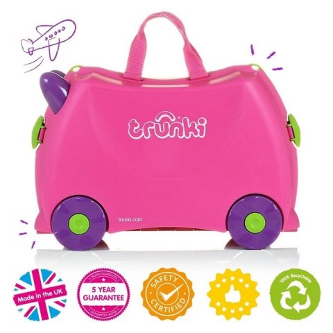 TRUNKI WALIZKA DLA DZZIECI JEŻDŻĄCA WALIZECZKA RÓŻOWA Trixi