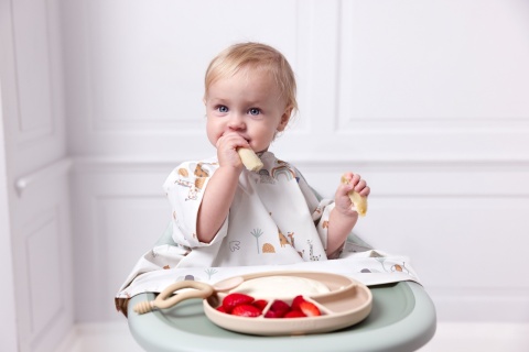 BiBADO Wodoodporny śliniak z krótkim rękawem BLW Serengeti Spaghetti