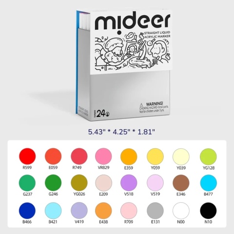 mideer Markery akrylowe w płynie 24 kolory