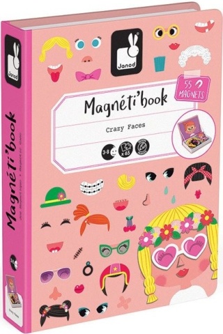 Janod Magnetyczna układanka Śmieszne buzie Dziewczynka Magnetibook