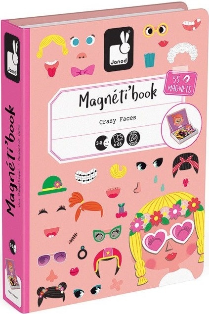 Janod Magnetyczna układanka Śmieszne buzie Dziewczynka Magnetibook