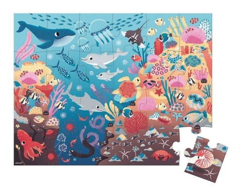 Janod Świecące puzzle z mini-lampką UV Ocean 24 elementy 3+