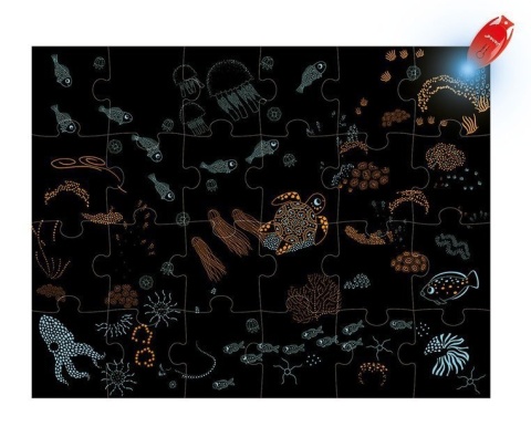 Janod Świecące puzzle z mini-lampką UV Ocean 24 elementy 3+