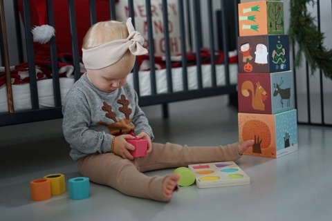 Janod Układanka drewniana sensoryczna - Kształty i dźwięki