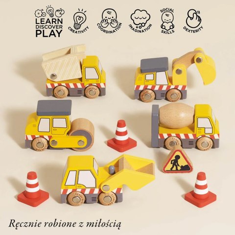 Le Toy Van - Drewniane pojazdy budowlane zestaw, zabawka samochody dla dzieci