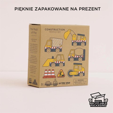 Le Toy Van - Drewniane pojazdy budowlane zestaw, zabawka samochody dla dzieci