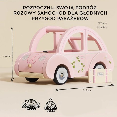 Le Toy Van - Drewniany różowy samochód retro Sophie, zabawka dla dzieci