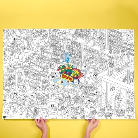 OMY GIGANTYCZNA KOLOROWANKA 100x70cm - SUPERMARKET