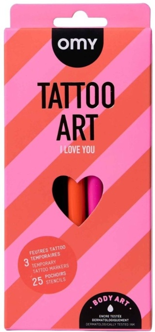 OMY ZESTAW 3 MARKERÓW DO TWORZENIA TATUAŻY - I LOVE YOU