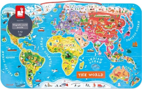 Janod Puzzle magnetyczne Mapa świata