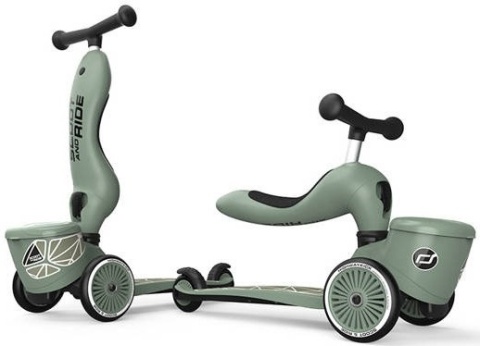 SCOOTANDRIDE Highwaykick 1 Lifestyle 2w1 Jeździk i hulajnoga z zamykanym schowkiem 1-5 lat Green Lines