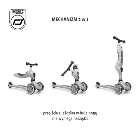 SCOOTANDRIDE Highwaykick 1 Lifestyle 2w1 Jeździk i hulajnoga z zamykanym schowkiem 1-5 lat Green Lines