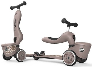SCOOTANDRIDE Highwaykick 1 Lifestyle 2w1 Jeździk i hulajnoga z zamykanym schowkiem 1-5 lat Brown Lines