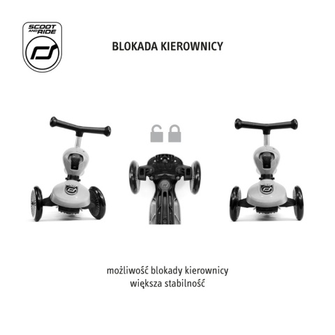 SCOOTANDRIDE Highwaykick 1 Lifestyle 2w1 Jeździk i hulajnoga z zamykanym schowkiem 1-5 lat Brown Lines